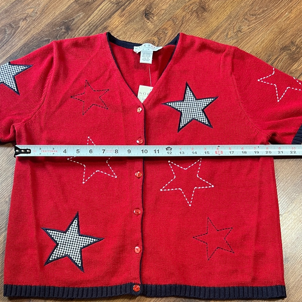 Patriotic Knit - Red, White, & Blue Star Patterned Women's Cardigan - Picture 7 of 10